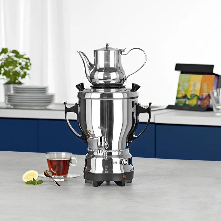 BEEM Samowar Tea Classic 3 l, Teekocher elektrisch, 2.200 W, Edelstahl, 3 l Wasserbehälter, 1 l Teekanne – Bild 7