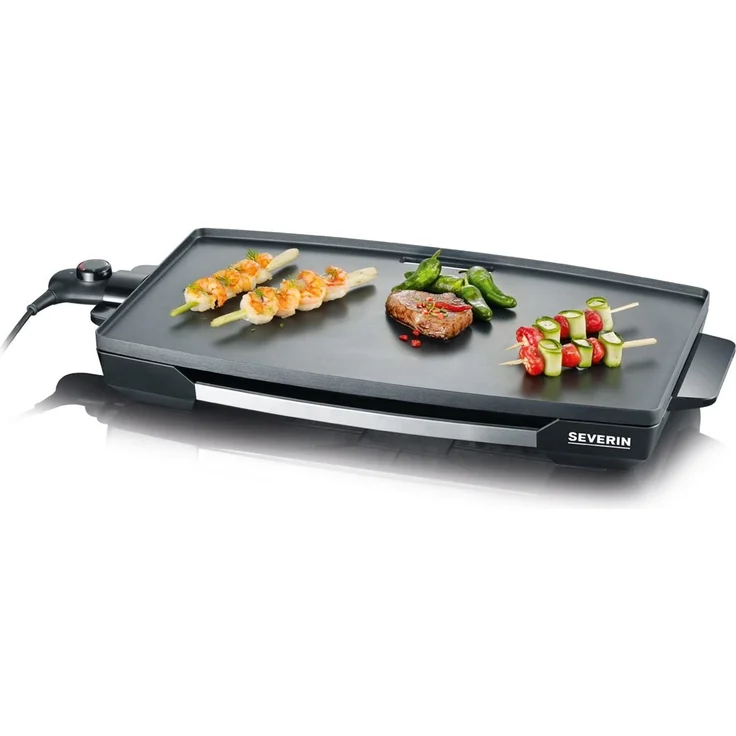 SEVERIN KG 2397 Tischgrill 2.200 W, Antihaftbeschichtete XXL-Grillfläche edelstahl-schwarz – Bild 1