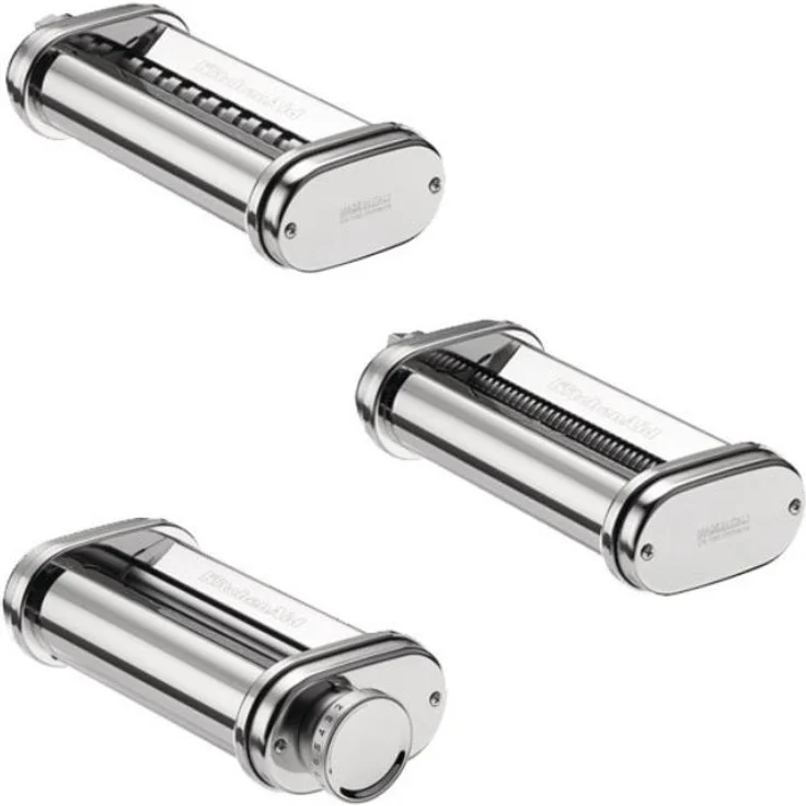 KitchenAid 5KSMPRA Nudelvorsatz, 3-teiliges-Set, Pasta-Roller, Fettuccineschneider, Spaghetti-Walze, aus Edelstahl – Bild 5
