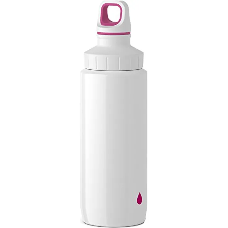 Emsa Light Steel 518354 Edelstahl Trinkflasche, 0,6 Liter, Schraubverschluss, Drop Pink