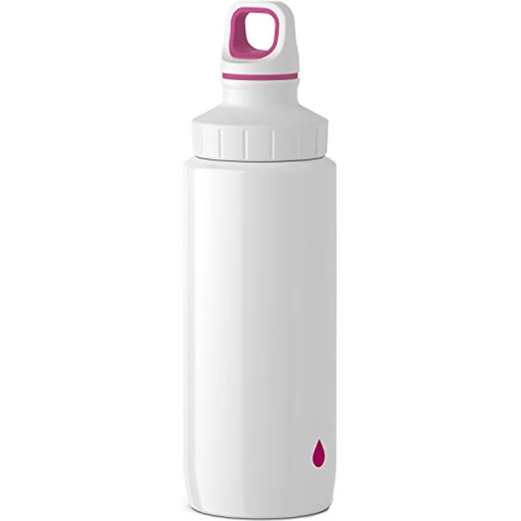 Emsa Light Steel 518354 Edelstahl Trinkflasche, 0,6 Liter, Schraubverschluss, Drop Pink