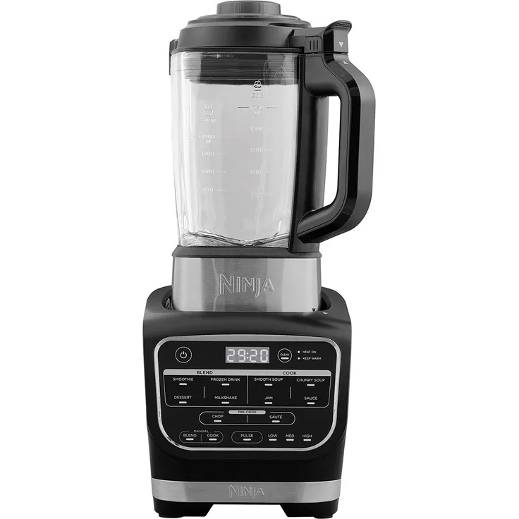 Ninja HB150EU Soup Maker & Blender Suppenbereiter, Stainless Steel Blades-Thermo Resistant Glass Jug-Plastic, Black