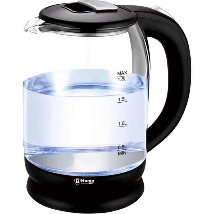 Bahama Glas LED Wasserkocher 1,8 L, 1500W, kabellos, schwarz, edelstahl