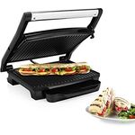 Princess Kontaktgrill 112415, Panini Grill mit Edelstahlasuführung, 2000 Watt, 0,75m Kabellänge, 30x24cm Grillfläche, antihaftbeschichtet