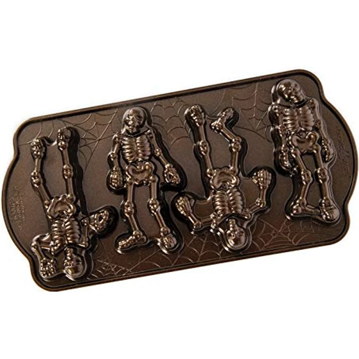 Nordic Ware 93548 Gruselige Skelett-Kuchenform, Aluminium, bronzefarben