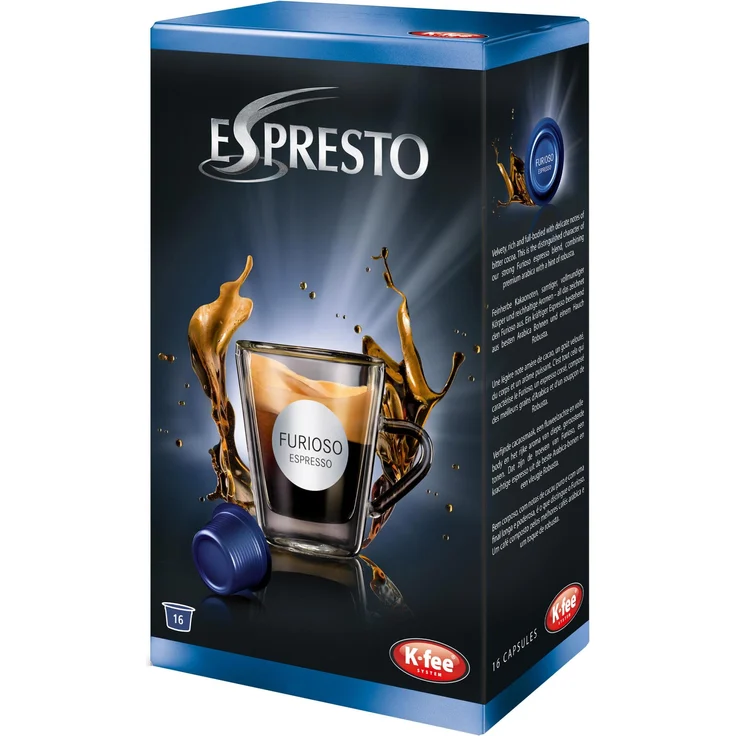 K-Fee Espresto Espresso Furioso, Kaffee, Arabica, Intensität 8, 16 Kapseln – Bild 1