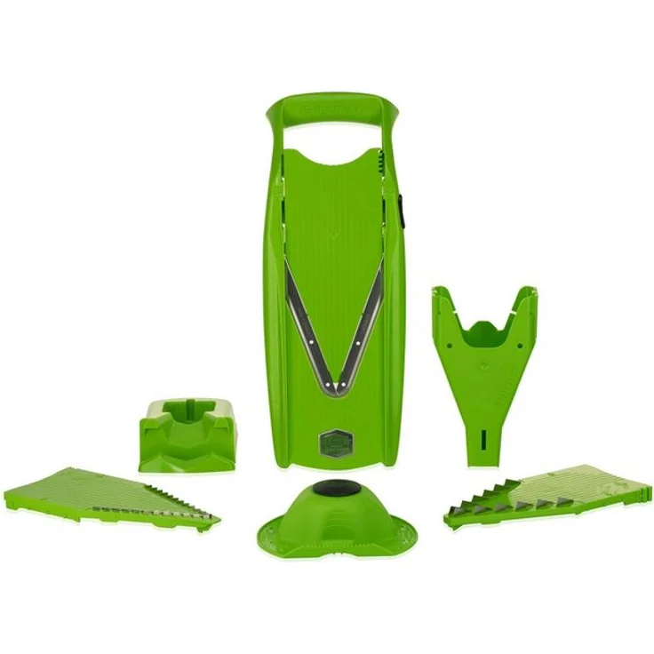 Börner Gemüsehobel V5 PowerLine Profi Set, Kunststoff, mit 2 Messereinschüben und Dockingstation grün – Bild 1