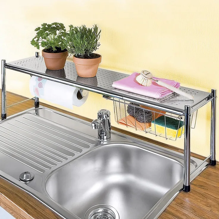 WENKO Spülbeckenregal Expando Küche Spülbeckenregal Spülutensilien Ablage