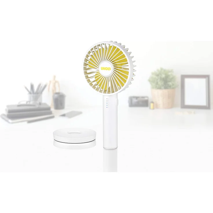 Unold 86620 HANDVENTILATOR Breezy II White, 5-stufige Geschwindigkeitsregelung, LED-Kontrollleuchten und bis zu 8 Stunden Akkubetrieb – Bild 9