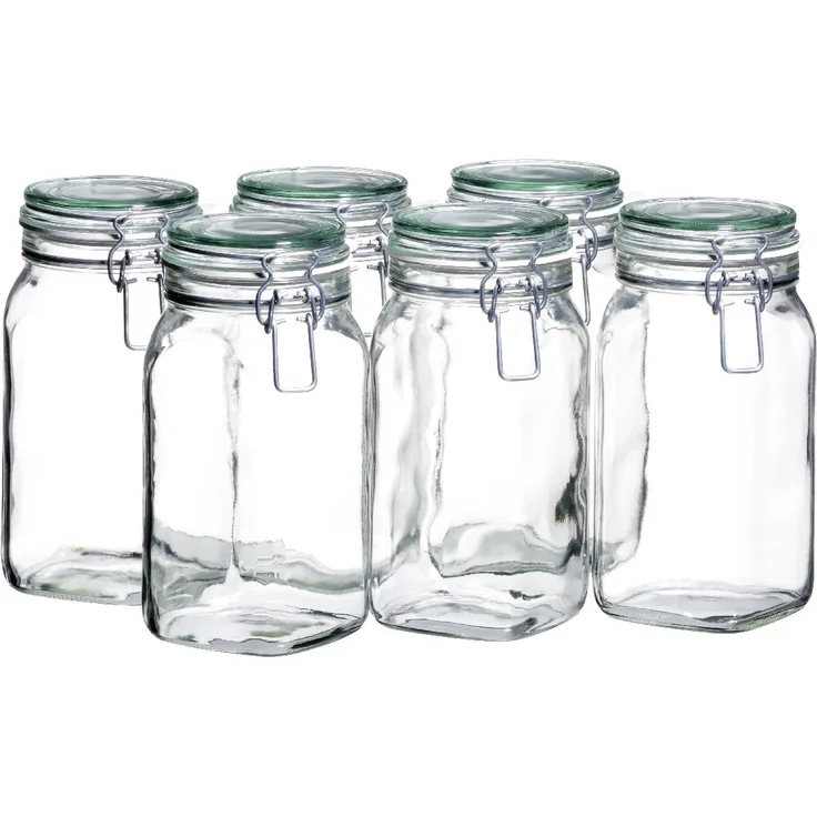 MÄSER 925341 Gothika, Einmachgläser 1,45 l, 6er Set, made in Germany, Vorratsgläser mit Deckel und Drahtbügel zum luftdichten Aufbewahren, Einkochen und Einlegen, Glas, transparent