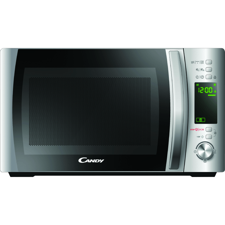 Candy CMXG 20DS CMXG20DS Mikrowelle mit Grill, Standgerät, 700 Watt, 20 Liter Garraum, Digitaluhr, Grilleinsatz, Kindersicherung, 5 Leistungsstufen, StartExpress-Funktion, silber