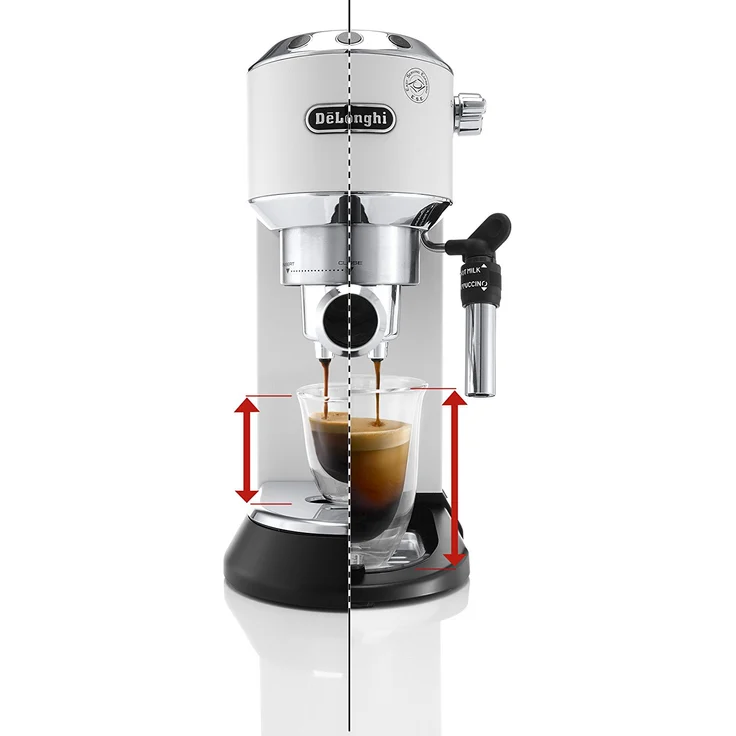 De'Longhi Dedica Style EC 685.W Espresso Siebträgermaschine, Espressomaschine mit Professioneller Milchschaumdüse, nur 15 cm breit, 1 Liter Wassertank, Vollmetallgehäuse, E.S.E Pads geeignet, weiß – Bild 8