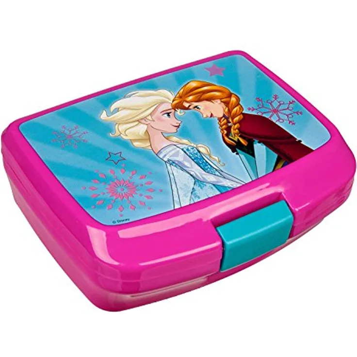 Scooli FRSW9900 - Brotzeitdose aus Kunststoff mit Clip, leicht zu öffnen und zu schließen, BPA und Phthalat frei, Disney Frozen mit Anna und Elsa, ca. 13 x 17 x 6 cm