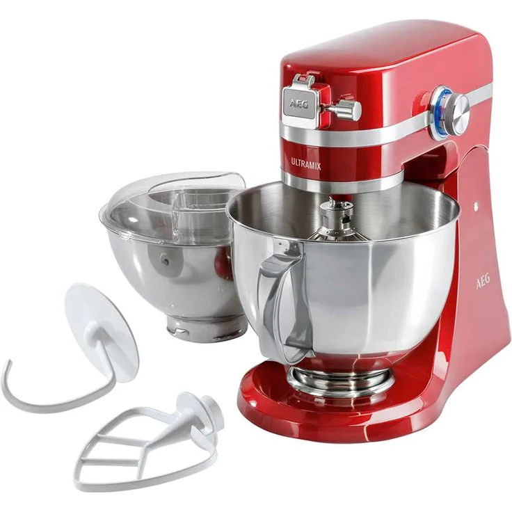 AEG KM 54WR UltraMix Küchenmaschine, 1000W, 4,8L Edelstahlschüssel, Watermelon Red – Bild 2
