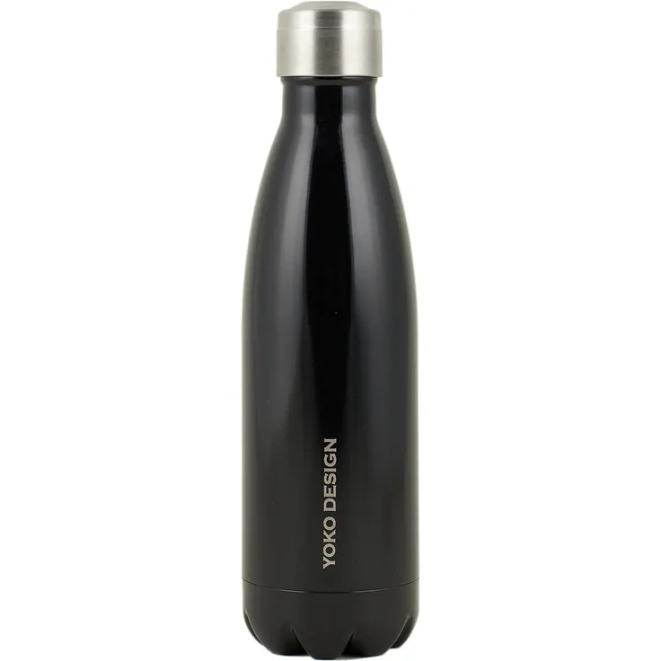 YOKO DESIGN 1330 Isolierflasche, doppelwandig, Edelstahl, 25,5 x 6,5 x 6,5 cm, Schwarz
