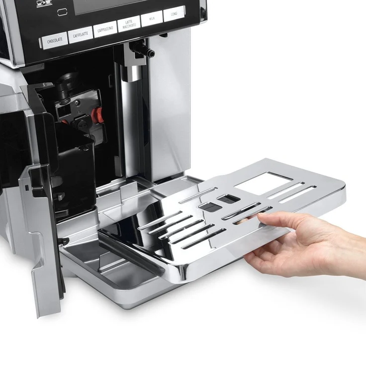 De'Longhi PrimaDonna ESAM 6900.M Kaffeevollautomat mit Milchsystem und integriertem Mahlwerk, Cappuccino und Espresso auf Knopfdruck, 4,6 Zoll TFT Farbdisplay, Trinkschokoladenfunktion, Edelstahlgehäuse, silber – Bild 4