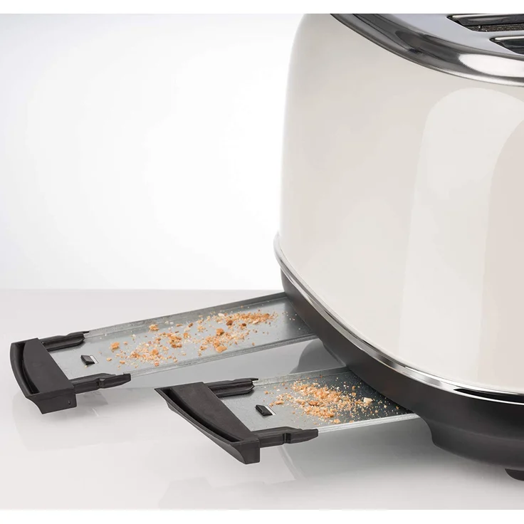 Korona 21676 Toaster, 4 Scheiben, Creme, Röstgrad-Anzeige, auftauen, rösten, aufwärmen, 1630 Watt, Brötchen-Aufsatz, Krümel-Schublade, Brotscheiben-Zentrierung – Bild 4