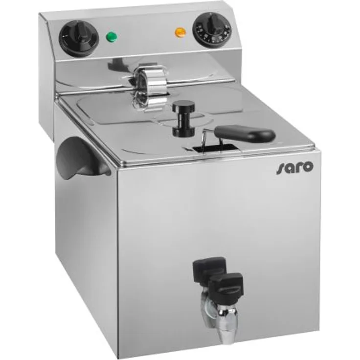 SARO Fritteuse Modell PROFRI 10, mit Öl, 6000 Watt, 10 Liter Fassungsvermögen, silber, Edelstahl