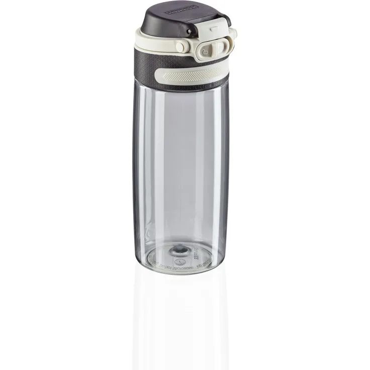 Leifheit Tritanflasche Flip 550ml, 100% dichte Sportflasche, Öffnen mit einer Hand, leichte und bruchsichere Trinkflasche mit Filter für Fruchteinsatz, nachhaltige Wasserflasche, BPA frei, silber