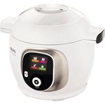 Krups CZ7101 Cook4Me+ Multikocher, 1200 Watt, elektrischer Schnellkochtopf, Garen unter Druck für schnelle und frische Gerichte, 6 Liter Fassungsvermögen, weiß-grau
