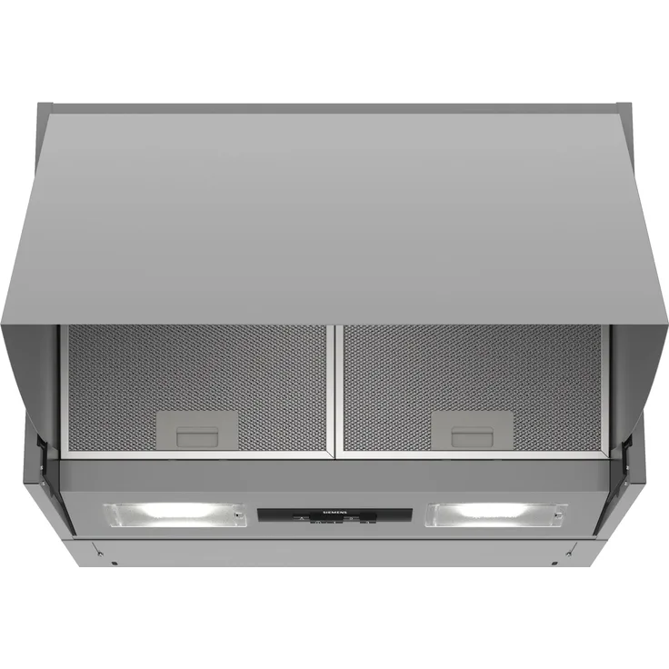 Siemens iQ100 LE63MAC00, Motorhaube, integriert, Breite: 59.9 cm, Tiefe: 27.1 cm, Absaugung und Rückführung (mit zusätzlichem Rückführungsset), Silber