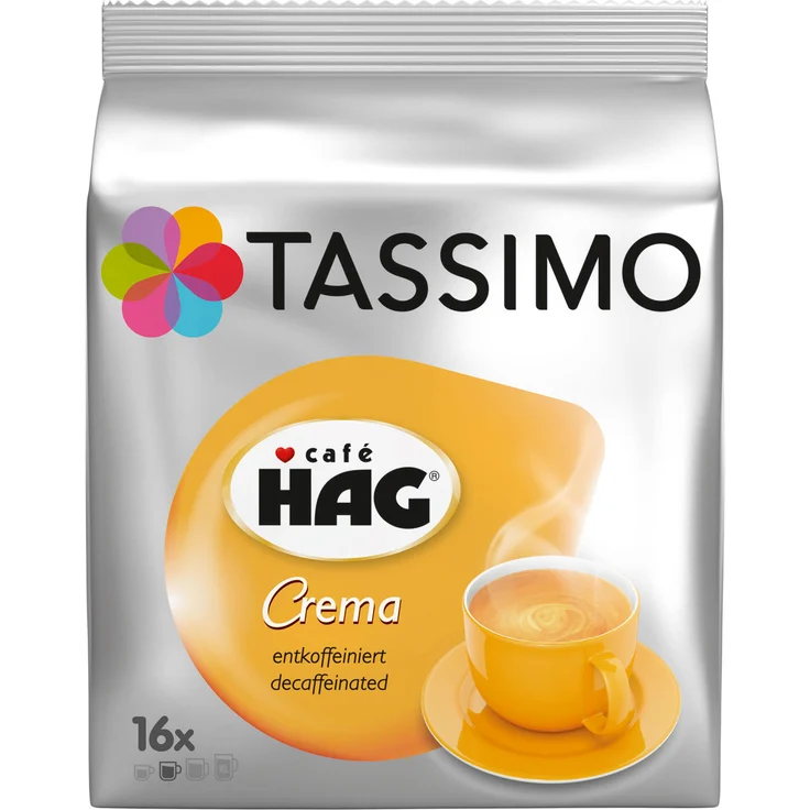 Tassimo Café HAG Crema Entkoffeiniert, Kaffeekapsel, Koffeinfreier Kaffee, Röstkaffee, 16 T-Discs – Bild 1