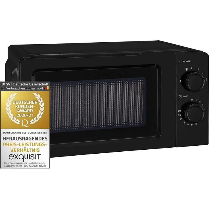 Exquisit MW 717-7 sw Mikrowelle, Standgerät, 17 Liter Garraum, 700 Watt, Auftauen, schwarz – Bild 2