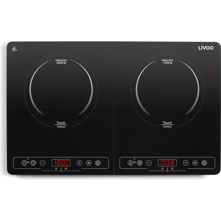 LIVOO Induktionskochplatte Doppelkochplatte schlankes Design DOC236