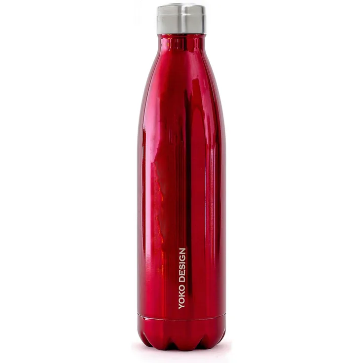 YOKO DESIGN Isolierflasche Edelstahl, Edelstahl, rostfrei, Metallic-Rot, 750 ml