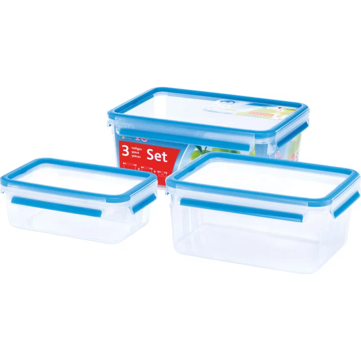 Emsa 512753 Clip & Close Frischhaltedosen | 3-teiliges Set | 1,00+ 2,30+ 3,70 L | -40 bis +100 Grad | Kunststoff | 100 % Dicht | Besondere Frische-Dichtung – Bild 2