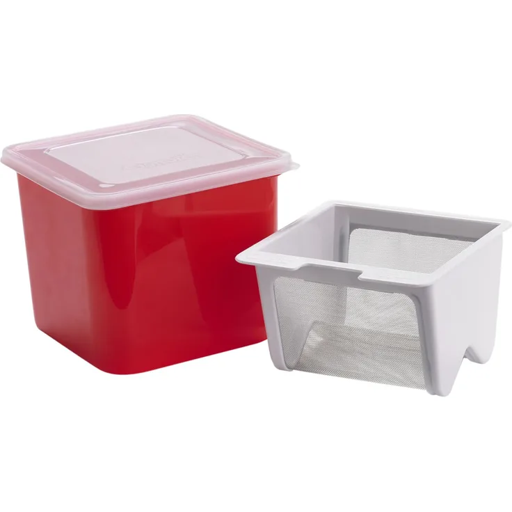 Cuisipro Frischkäsebereiter 74742605 zur natürlichen Herstellung von cremigem Frischkäse, Dips und Speiseeis. Patentiertes Sieb. Rot. 750 ml Fassungsvermögen
