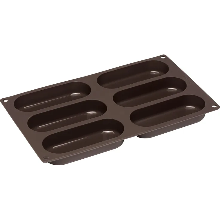 Lurch 85082 FlexiForm Hotdog Buns 6-Fach - Backform für 6 Hot Dog Brötchen aus 100% BPA-freiem Platin Silikon, Braun