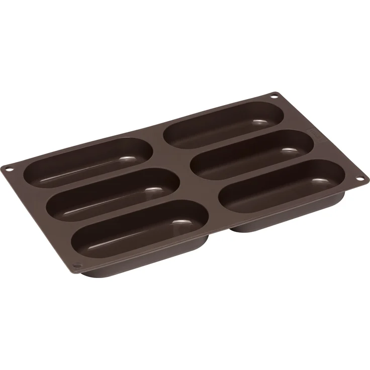 Lurch 85082 FlexiForm Hotdog Buns 6-Fach - Backform für 6 Hot Dog Brötchen aus 100% BPA-freiem Platin Silikon, Braun – Bild 1