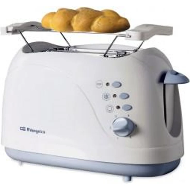 Orbegozo TO3010 Toaster, 700 W, 2 Schlitze, Brötchenaufsatz, hitzeisolierte Ummantelung, Krümelschublade, Weiß