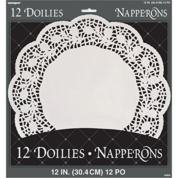 Unique Party Supplies Tortenspitzen - Zierdeckchen aus Papier, Durchmesser: 30 cm, weiß, 12 Stück