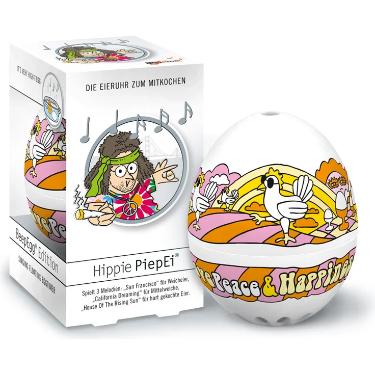 Brainstream Hippie PiepEi, Eieruhr zum mitkochen, Spielt 3 Melodien für 3 Härtegrade, A003566 – Bild 1