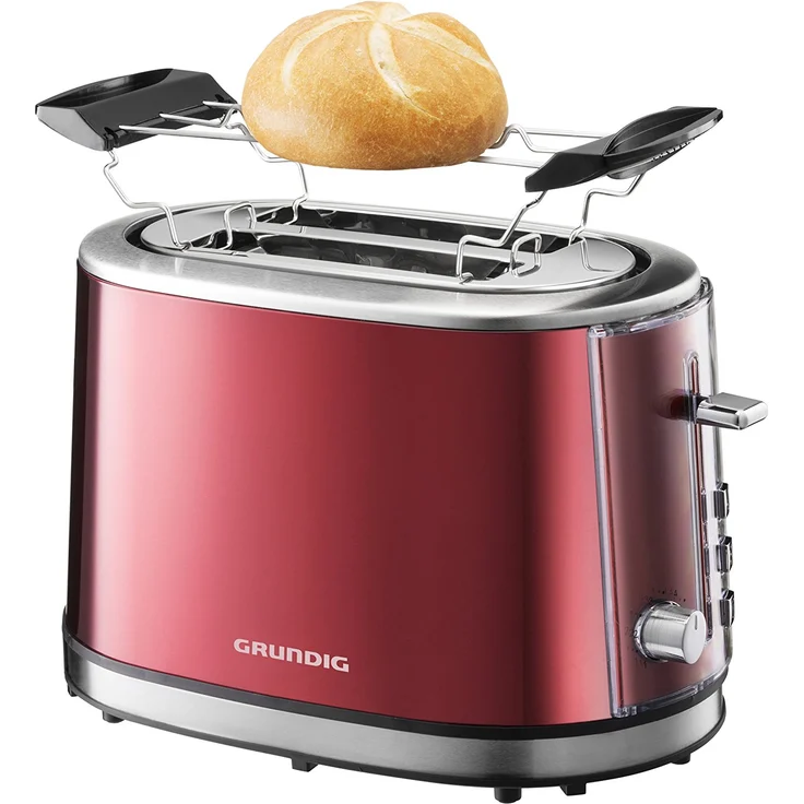 Grundig TA 6330 Toaster Red Sense, Doppelschlitztoaster, 850W, 6 Bräunungsstufen, rot – Bild 4