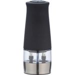 Wenko Elektrische Mühle mit LED-Licht 2-in-1 schwarz - Salz- und Pfeffermühle mit Licht, 7 x 17,5 x 6,4 cm, schwarz