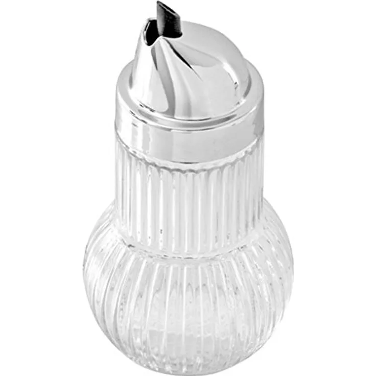 Fackelmann Allesgießer RUBIN, Milchgießer aus Glas, Ölspender für tropffreies Ausgießen Farbe: Silber-Transparent, Menge: 1 Stück