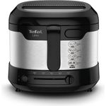 Tefal FF215D Uno M Fritteuse, mit Öl, 1600 Watt, Kapazität: 1 kg, , 1,8 Liter, einstellbares Thermostat, Sichtfenster, Abtropfposition Edelstahl-Schwarz