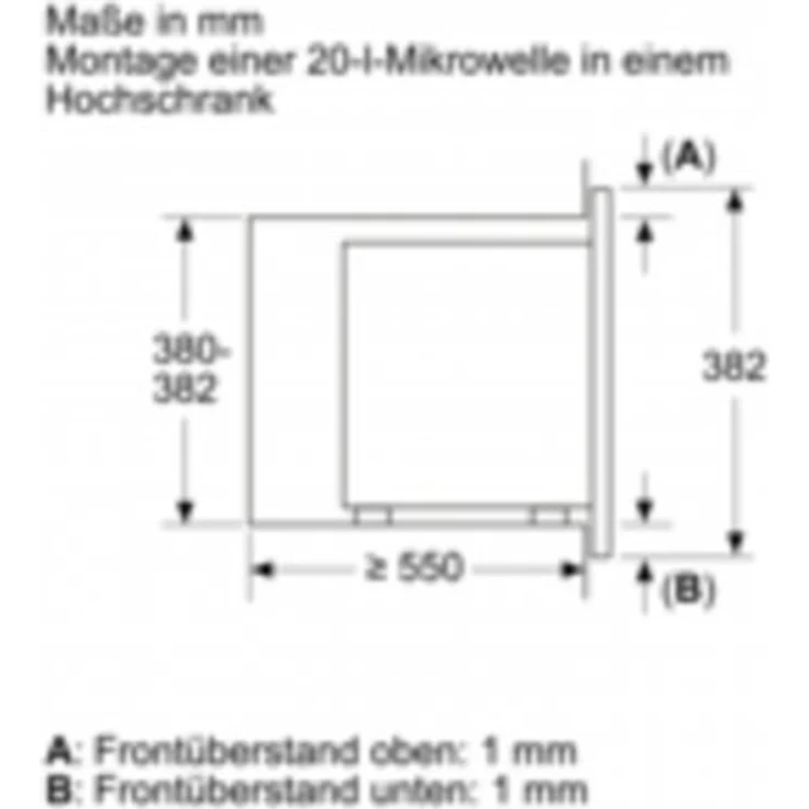 Bosch Serie 2 BFL623MB3 Mikrowelle, Einbaugerät, 20 Liter Garraum, 800 Watt, 60 x 38 cm, schwarz, lackiert, 7 Automatik-Programme – Bild 2