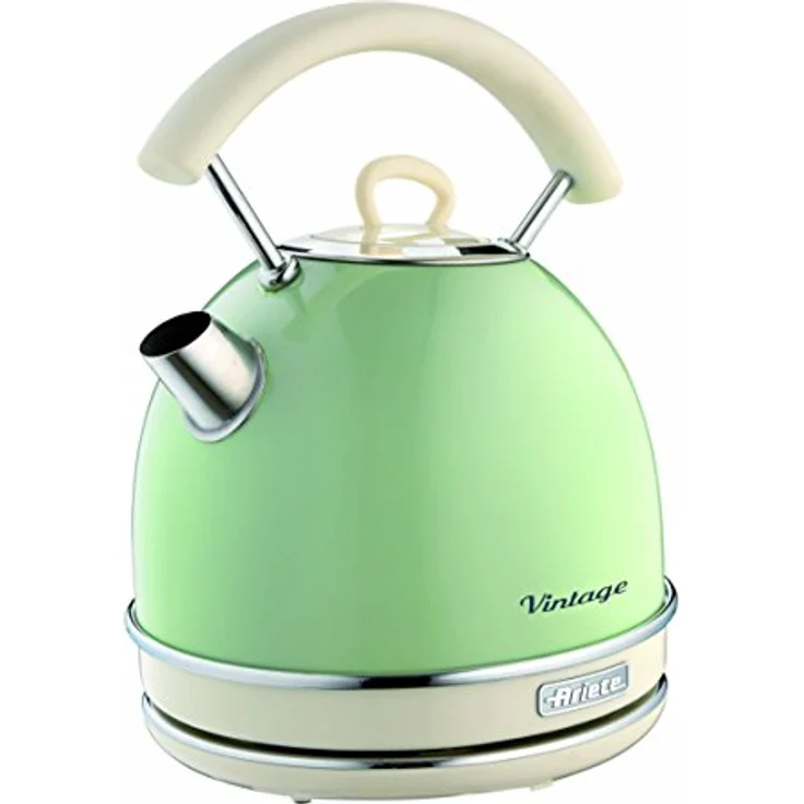 Ariete 2877 Vintage Wasserkocher, 2000 Watt, 1,7 Liter, beige-grün, Rostfreier Stahl, 1.7 liters