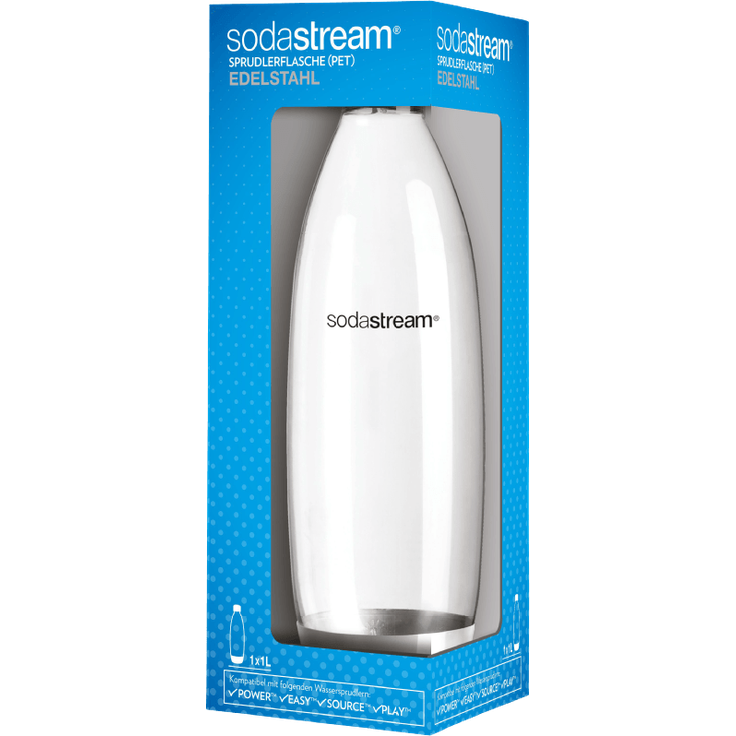 SodaStream Fuse PET-Flasche Ersatzflasche für SodaStream Wassersprudler mit Einklick-Mechanismus, 1L, mit Edelstahlelementen – Bild 2