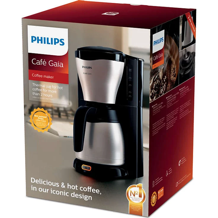 Philips HD7548 Gaia Therm Filterkaffeemaschine mit Thermokanne, für 15 Tassen, schwarz-grau – Bild 4