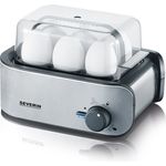 SEVERIN Eierkocher, Inkl. Wasser-Messbecher mit Eierstecher, 6 Eier, 3 Härtestufen, EK 3134, Edelstahl-Schwarz 