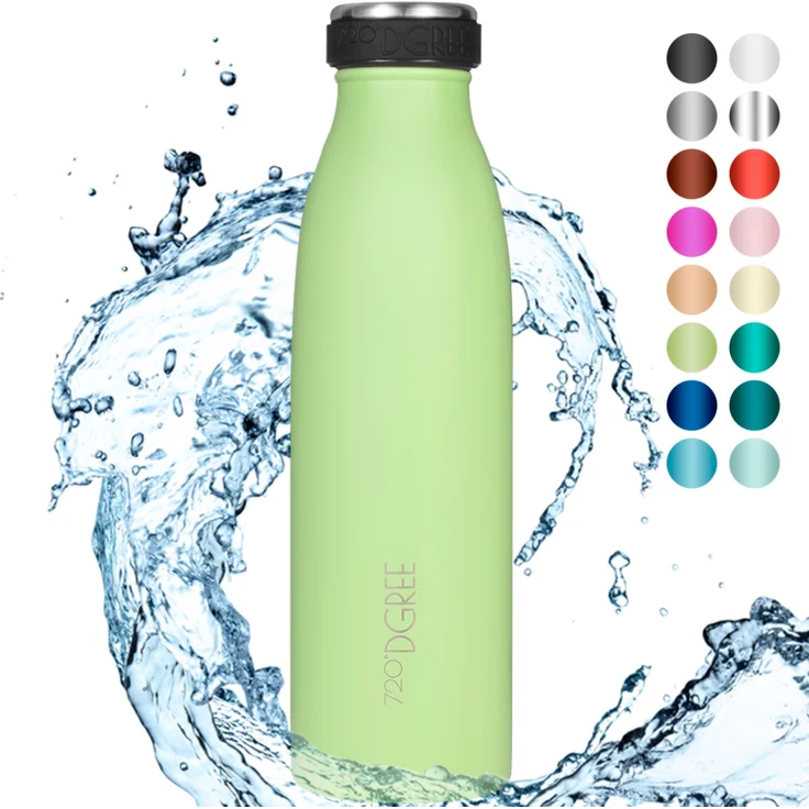 720°DGREE Trinkflasche Doppelwandig Edelstahl 500ml Isolierflasche milkyBottle light green matt – Bild 1