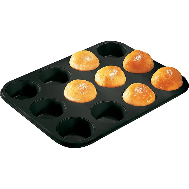Zenker 12er-Muffinform Ø 7 cm BLACK METALLIC, Muffinbackform aus Stahlblech, Backblech mit Antihaftbeschichtung (Farbe: Schwarz Metallic), Menge: 1 Stück – Bild 3
