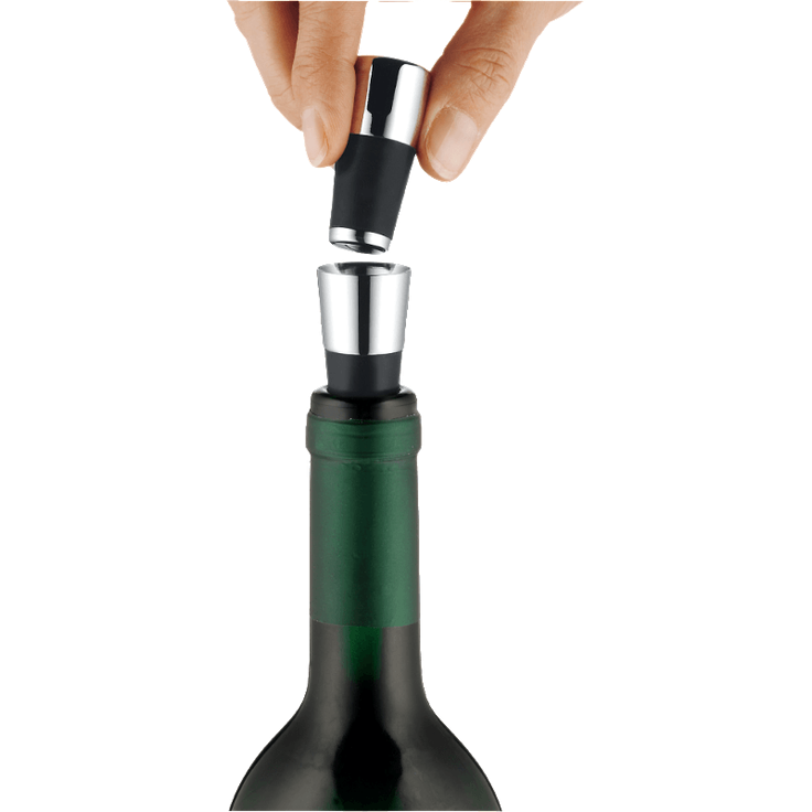 WMF VINO Weinausgießer 2in1 mit Flaschenverschluss, Edelstahl Cromargan, Silikon, H 4cm, Ø 2,4cm – Bild 2