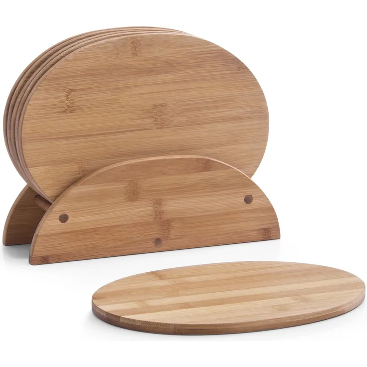 Zeller 25266 Brettchenständer, 7-teilig, oval, Bamboo, ca. 24 x 7 x 19,5 cm