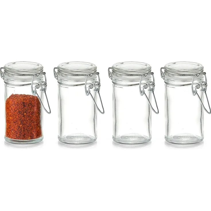 Zeller 19957 Gewürzgläser-Set, mit Bügelverschluss, 4-tlg., mini, ca. 4,5 x 4,5 x 8,4 cm